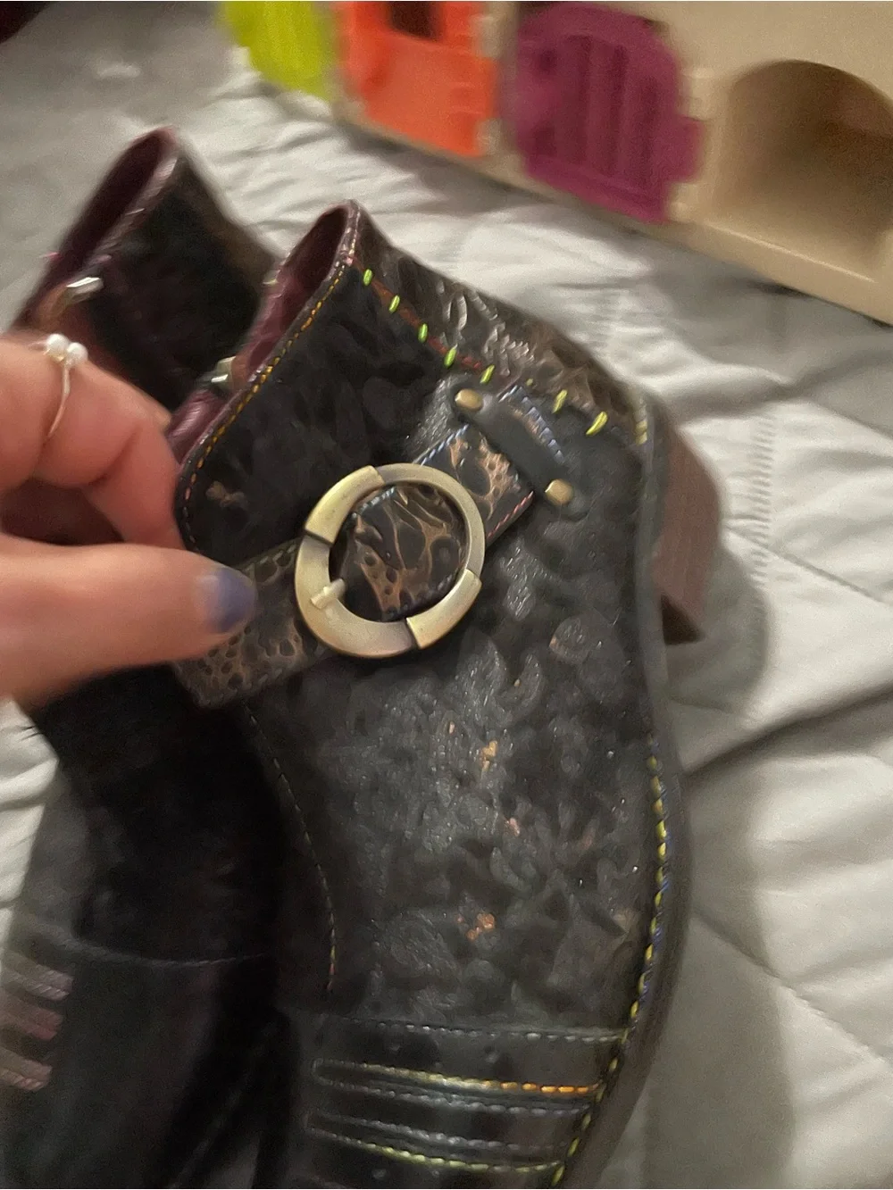 Black Women's Ankle Boots with Decorative Buckle